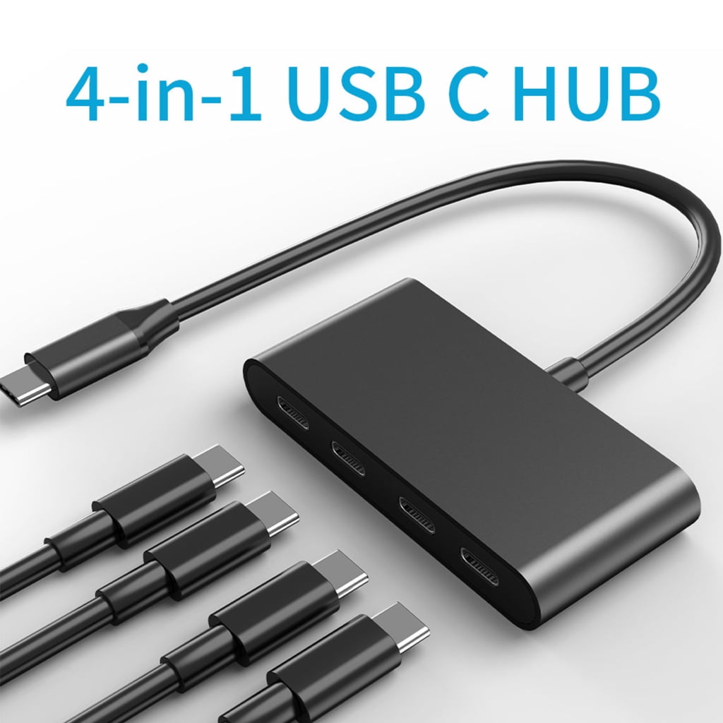 Zeiwohndc USB C Hub for Laptop 4 Ports Type C Splitter Data Transfer Only Aluminum Alloy