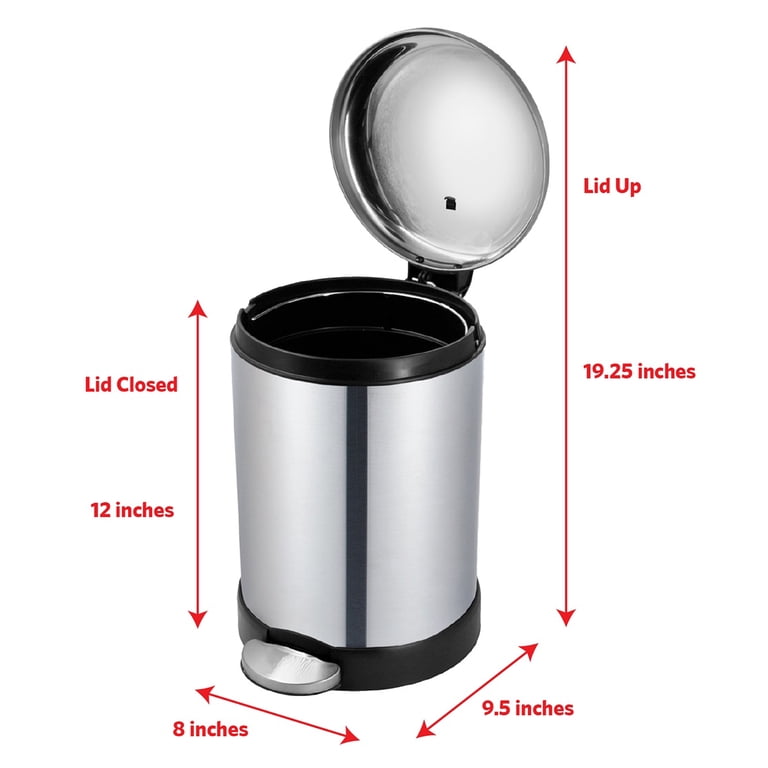 Glad Stainless Steel Step Trash Can, 1.2 Gal, Silver photo 4