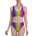 thumbnail image 2 of Picia Animal Paw Rainbow Women's High Waisted Bikini Scoop Neck Swimsuit Two Pieces Bathing Suit-Small, 2 of 8