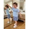 thumbnail image 6 of BemeyourBBs Toddler Baby Boys Summer Clothes Newborn Baby Boy Golf Outfits 0 6 12 18 24 Months 2 3 4 Years Golf Elements Embroidery Short Sleeve T-Shirts Elastic Waist Plaid Shorts 2Pcs Set, 6 of 9