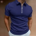 thumbnail image 2 of POLO à Manches Courtes pour Hommes, Couleur Unie, Col Rabattu, Fermeture Éclair, Coupe Ajustée, 2 of 10