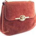 thumbnail image 2 of Pre-Owned Gucci suede handbag, brown, women's, vintage turnlock. (Good), 2 of 19