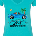 thumbnail image 4 of Inktastic Convertible Hair Don't Care with Brown Hair and Blue Car Women's V-Neck T-Shirt, 4 of 5