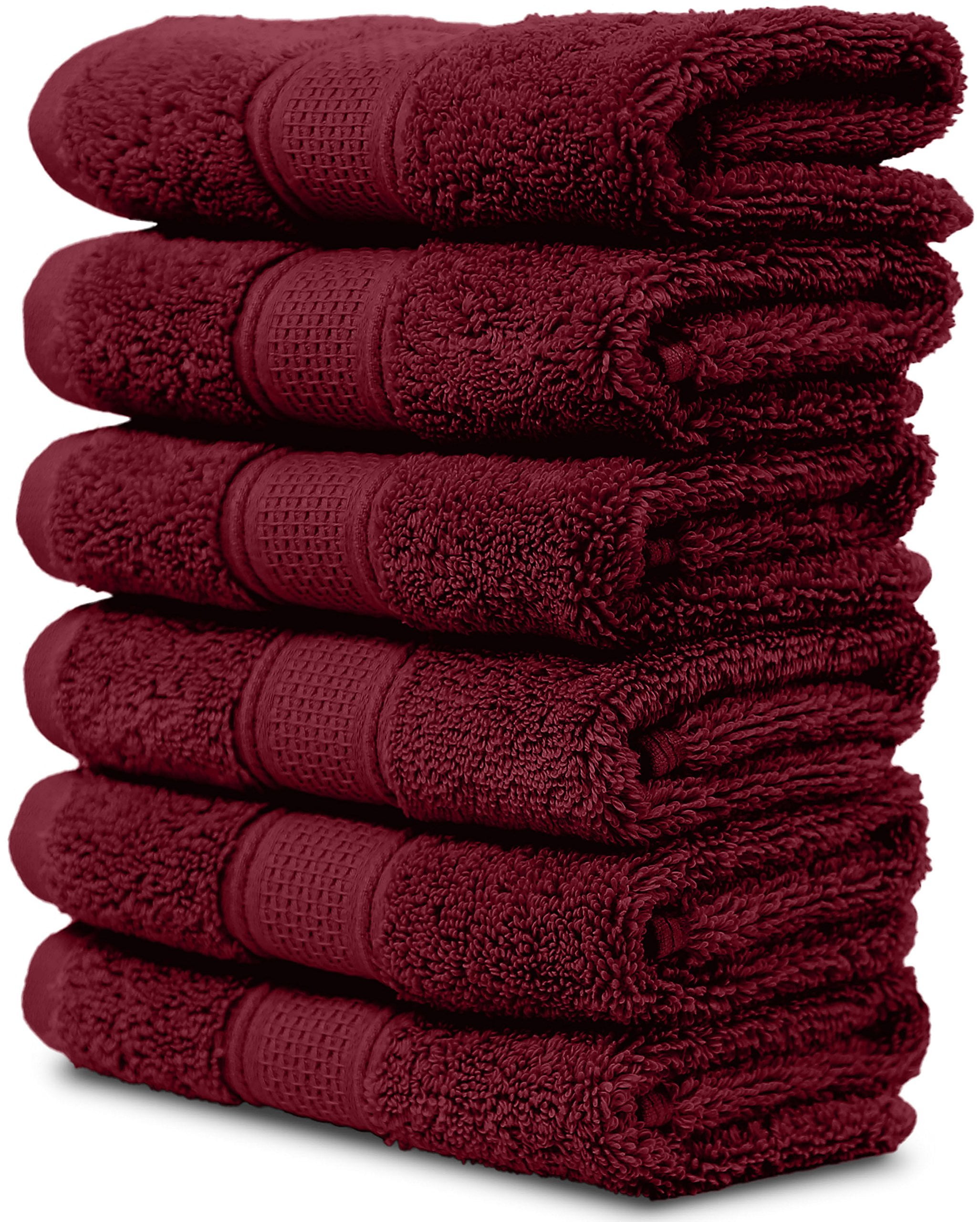 Maura 6 Piece Washclothes Set. Extra Large 13"x13" Premium Turkish Towels. Thick, Soft, Plush and Highly Absorbent Luxury Hotel & Spa Quality Towels - Burgundy 13"x13&qu
