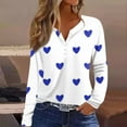 thumbnail image 2 of Resicozy Valentines Shirts For Women Long Sleeve Shirt Valentine Day Button Neck Top 2026 Love Heart Printed Graphic Pullover Blue M, 2 of 5