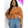 thumbnail image 3 of Plus Size Drawstring Ruched Cutout Crop Top 2XL, 3 of 11