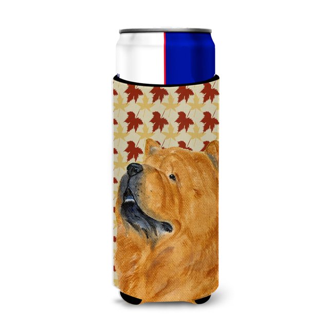 Caroline'S Treasures Ss4354Muk Chow Chow Fall Leaves Portrait Ultra Hugger Para Latas Delgadas Funda Enfriadora De Latas Hugger Lavable A Máquina Funda Para Bebidas Hugger Aislador Plegable Soporte Ai