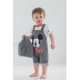 thumbnail image 3 of Disney Mickey Mouse Infant Baby Boys French Terry Short Overalls T-Shirt and Hat 3 Piece Outfit Set Newborn to Infant, 3 of 5