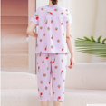 thumbnail image 4 of zbxnLI Plus Size Womens Pajama Sets Floral Short Sleeve Sleepwear Capri Pants Pjs Sets Loungewear Outfits, 4 of 6