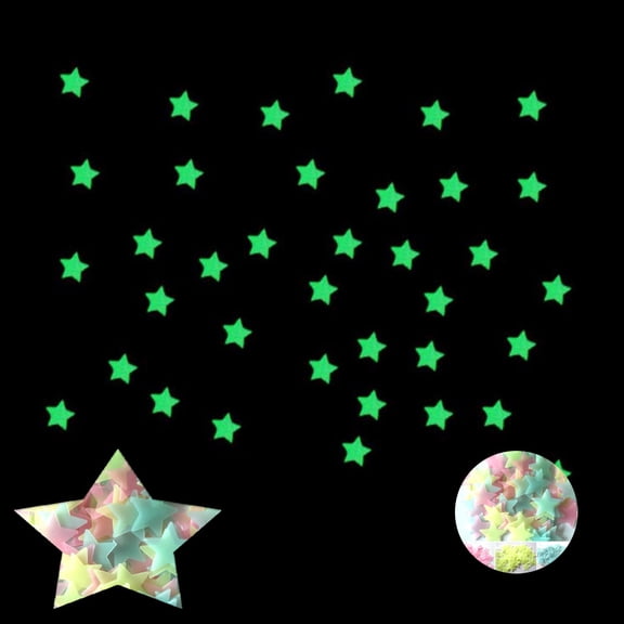 Glow in The Dark Star Wall Stickers, Colorful Luminous Star Decals, Red Yellow Blue Mixed Fluorescent Star Ceiling Stickers, Removable Glowing Wall Decor for Party Decoration