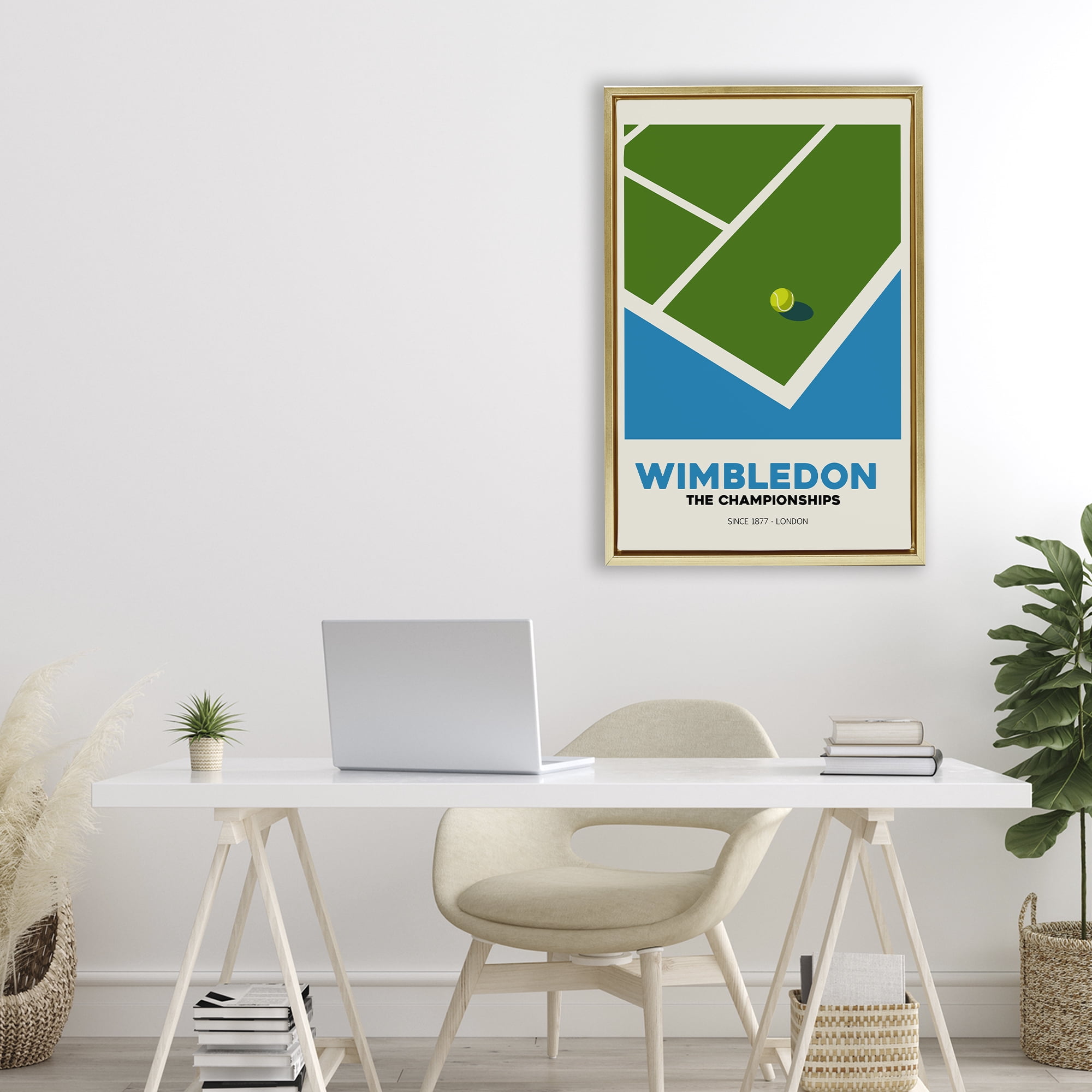 Stupell Industries Wimbledon Tennis Court Gold Framed Floater Canvas Wall Art, design by Andreas Magnusson