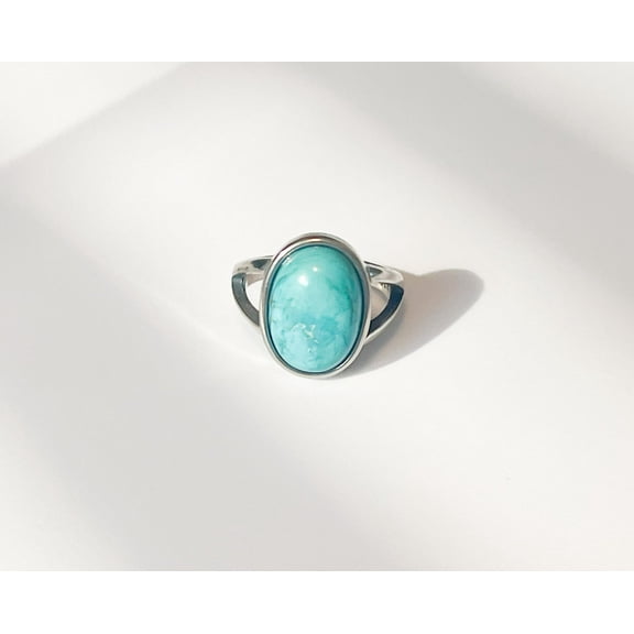 3.55 Ct Oval Cut Cut Turquoise Ring 925 Sterling Silver Ring Handmade Gemstone Ring Women Ring