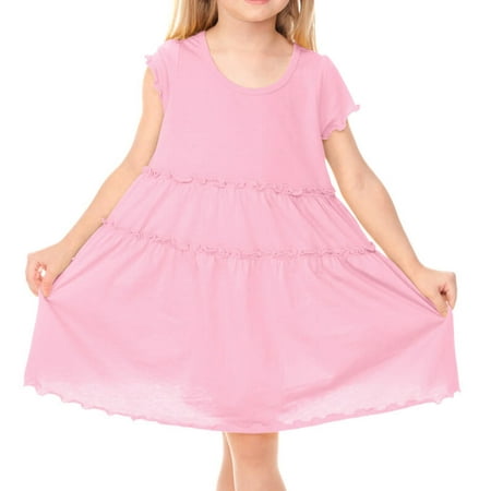 Kavio! Little Girls 3-6X Tiered Lettuce Edge Dress Baby Pink