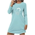 thumbnail image 2 of Sakmal Long Sleeve Mumu Nightgownss for Women Cute Valentines Love Nightshirt Heart Print Knee Length Ladies Nightgown M, 2 of 6