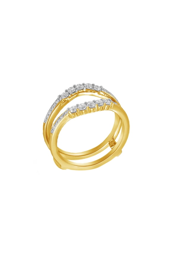 White Natural Diamond Solitaire Enhancer Engagement Ring in 14K Yellow Gold (1/2 Cttw)