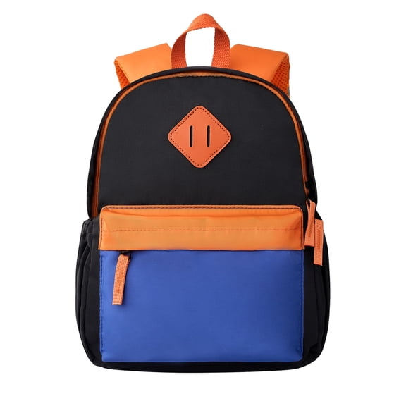Nice Choice Toddler Mini Backpack for Boys Girls, Outdoor Lightweight Kindergarten Preschool Elementary School Backpack Bag for Little Kids Child,Travel & Everyday Use(15inch, Navy Blue-Orange)