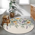 thumbnail image 3 of Floral Eucalyptus Leaves Round Area Rug 3Ft Washable Small Circle Rugs for Kitchen Entryway, Daisy Summer Botanical Rustic Non-Slip Carpet Floor Mats Indoor Outdoor Carpet Runner Aesthetic Home Decor, 3 of 8