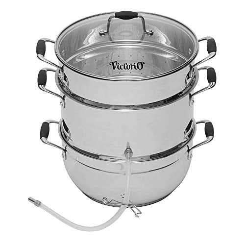 Deluxe Stainless Steel Steam Juicer with Tempered Glass Lid by VICTORIO VKP1150