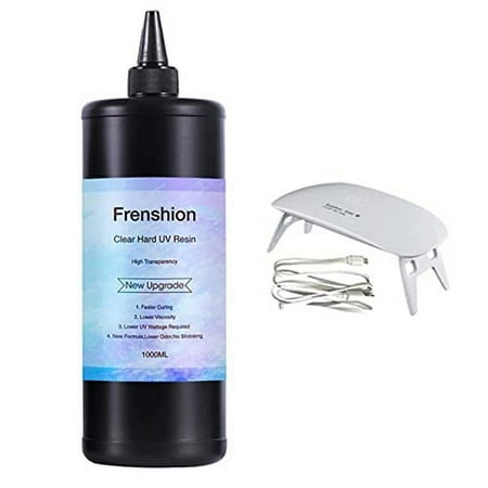 1000g UV Resin-Upgrade 1 Minute Quick Cure! Hard Type Crystal Clear UV Epoxy Resin Glue For Jewelry Earrings Necklace Bracelet Making,Casting & Coating Craft Decoration+Mini Lamp