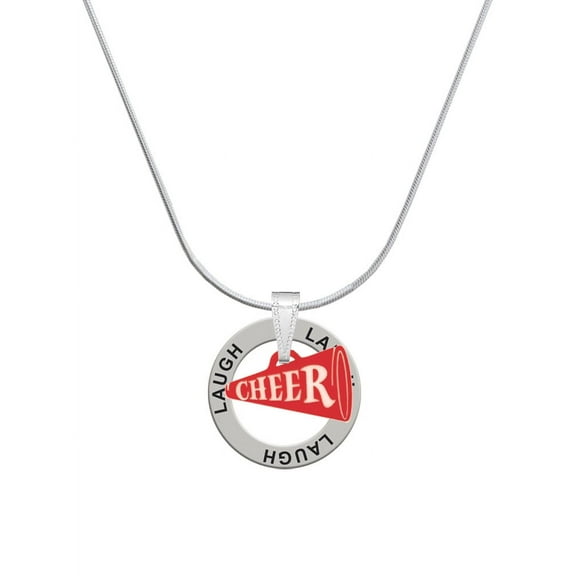 Delight Jewelry Acrylic 3/4" Red Cheer Megaphone Laugh Ring Charm Necklace, 18"