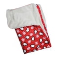 thumbnail image 1 of Klippo Pet Penguins & Snowflakes Flannel & Ultra-Plush Blanket, Red, 1 of 2