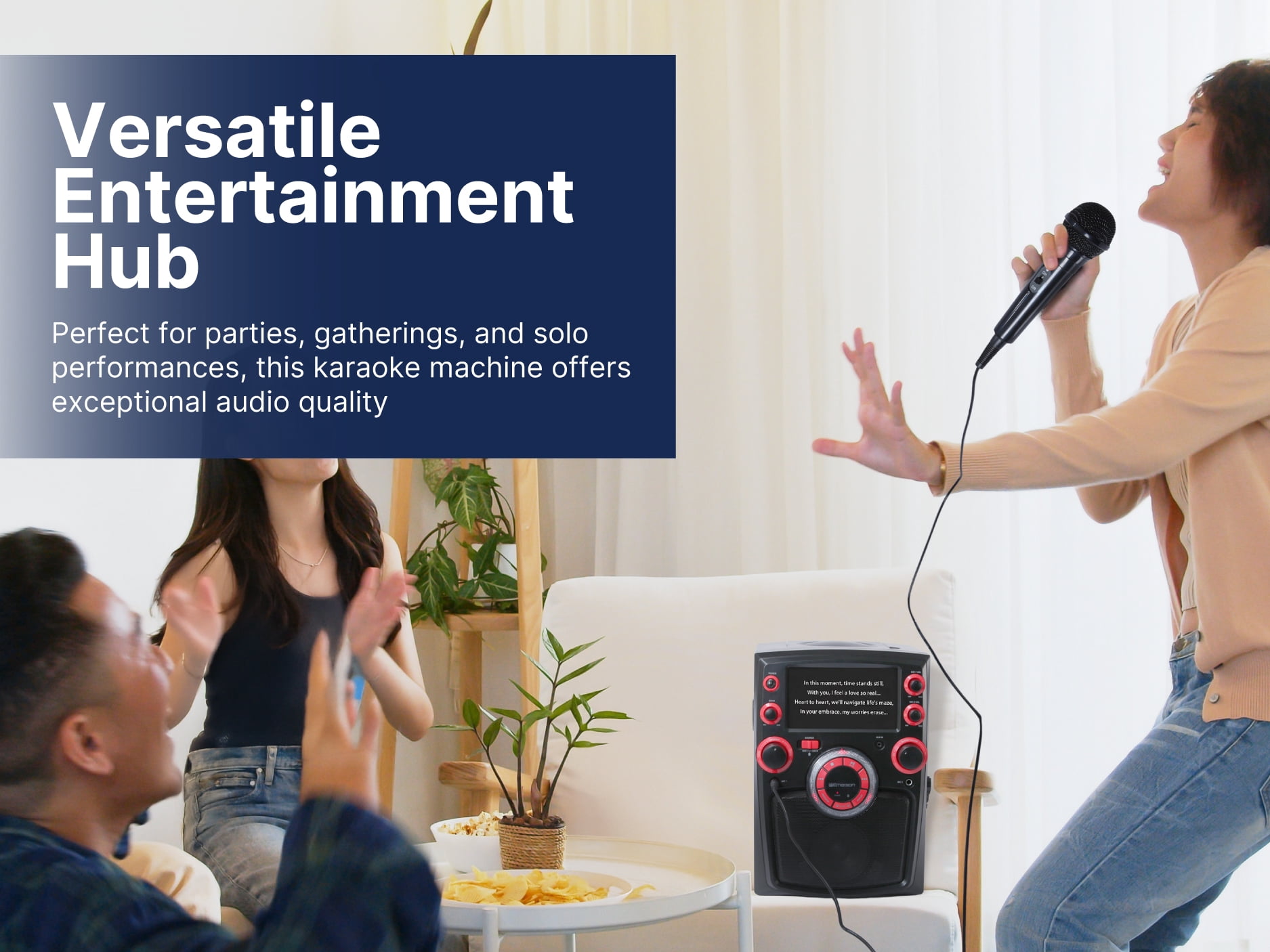 Emerson Portable Bluetooth Karaoke System with 7" LCD Display and Mic Input