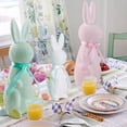 thumbnail image 3 of Easter Bunny Decorations, Flocked Bunnies Figurine with Soft Texture, Resin Rabbit Ornaments, Spring Decor for Home Office Table Centerpiece Gift, 3 of 6