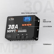 LiTime 30A MPPT Bluetooth 12V/24V/Auto DC Input Solar Charge Controller Adjustable LCD Display