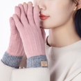 thumbnail image 5 of harmtty Contrasting Color Gloves Winter Gloves Knitted Thick Warm Color Matching Touch Screen Anti-slip Elastic Soft Plush 1 Pair Unisex Pink, 5 of 8