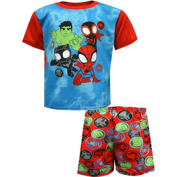 AME INTL Boys Marvel Comics Spiderman and Friends Toddler Shortie Pajamas (4T)