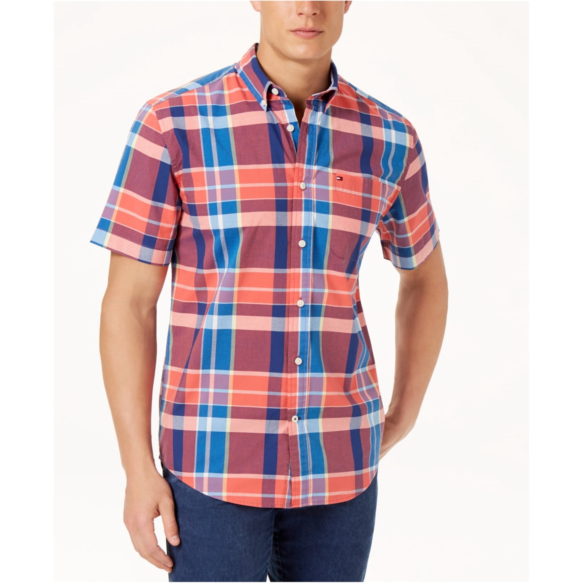 Tommy Hilfiger Mens Plaid Button Up 