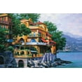 thumbnail image 2 of Behrens, Howard 14x11 Gold Ornate Wood Framed with Double Matting Museum Art Print Titled - Portofino Villa, 2 of 4