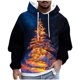 thumbnail image 2 of Sudadera con capucha para hombre, estilo casual, con cuello redondo, estampado de árbol de Navidad, manga larga, blusa de poliéster, 2 of 5