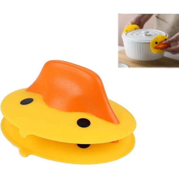 Lindo pato soporte para ollas de silicona, agarraderas de silicona para cocina, lindo pato olla para platos calientes guantes antiescaldaduras, mini guantes para horno guantes resi