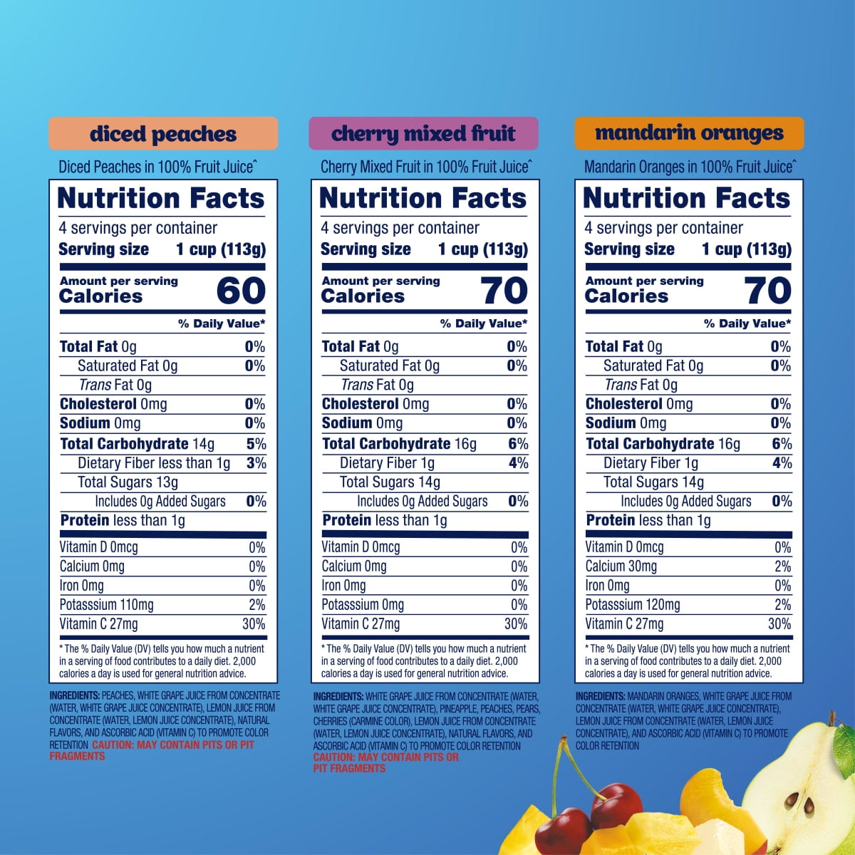 (2 pack) Dole Fruit Bowls Peaches, Mandarin Oranges, Cherry Mixed Fruit in 100% Fruit Juice, 4 oz (12 Pack)