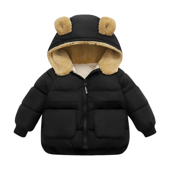 RYDCOT Toddlers Girls Coats for 1-5 Years Kids Boy Winter Jacket Warm Bear Hooded Zip Up Outdoor Coats Casual Winter Outwear Coat Jacket Clearance