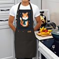 thumbnail image 3 of 2 Pack Adjustable Bib Apron with Cartoon Fox Design & Star Pattern 2 Pockets Perfect for Cooking & Chef Use for Men & Women, 3 of 5
