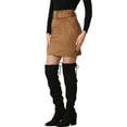 thumbnail image 4 of MODA NOVA Faux Suede Skirt for Juniors Casual High Waist Belted A-Line Mini Skirts, 4 of 5
