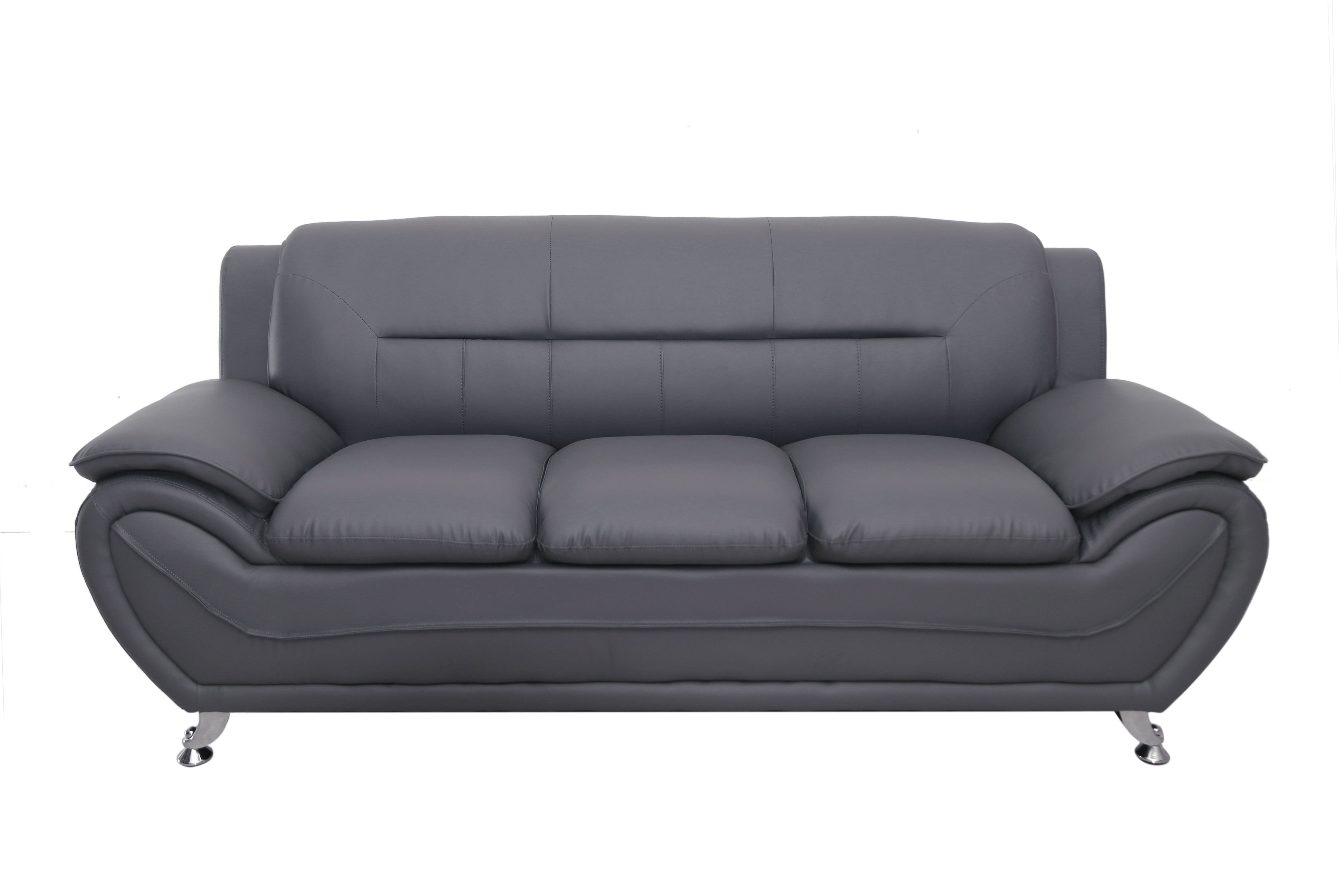 Uspridefurniture Sanuel Faux Leather Pillow Top 2Pcs Living Room Sets, Gray