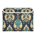 thumbnail image 7 of Yayeee Collapsible Storage Bin with Lid Fabric Closet Decorative Basket with Handles, Green Peacock Pattern, 7 of 7