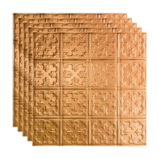 FASÄDE Traditional 10 Decorative Vinyl 2ft x 2ft Lay in Ceiling Panel in Polished Copper (5 Pack)