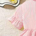 thumbnail image 6 of MIXUE Girls Casual Dresses Tween Summer Striped Color Block Print Lapel Short Sleeve Slim A Line Casual Dress Daily-Wear,Red,10-11 Years, 6 of 8