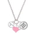 thumbnail image 1 of Delight Jewelry Gymnast Silhouette in 1/2'' Disc - Light Pink Heart Nurse Strong Zoe Necklace, 1 of 4