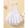 thumbnail image 3 of Genuiskids 0-18M Summer Infant Baby Girl Romper Dress Solid Color Lace Mesh Halter Open Back Bodysuit Tutu Skirt One Piece Clothes Flowers Printed Jumpsuits, 3 of 9