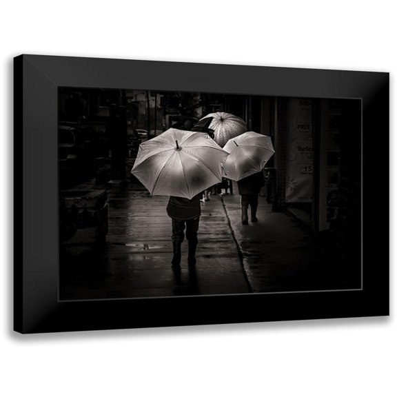 Carson, Brian 14x11 Black Modern Framed Museum Art Print Titled - Just Walking in the Rain
