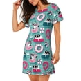 thumbnail image 2 of Naloa Swimming Bulldog Print Women Nightgowns,Womens Loungewear,Short Sleeve Sleepwear,Comfy Ladies Nightdress, 2 of 6