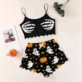 thumbnail image 2 of SJLDQY Halloween Womens Pajamas Sets 2 Piece Cami Top and High Waist Shorts Pj Sets for Womens Hallowmas Funny Skeleton Pumpkin Graphic Comfy Sleepwear, 2 of 4
