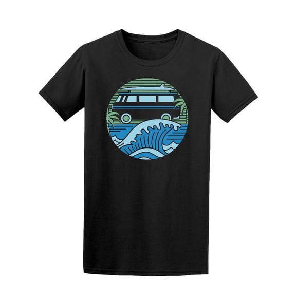 Surfing Van Beach Art T-Shirt Men -Image by Shutterstock, Male Medium
