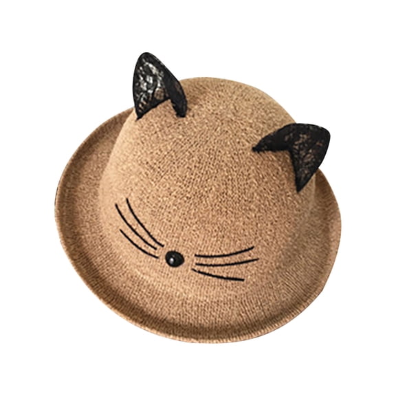 PMVFHDE Adult Outdoor Bucket Hat For Summer Beach Fisherman Hat Sun Block With Cat Ear Design For Casual Use Khaki