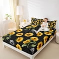thumbnail image 4 of jejeloiu Countryside Floral Sunflower Twin Sheet Sets,Rustic Plant Floral Bedding For Adults 3pcs, 4 of 7